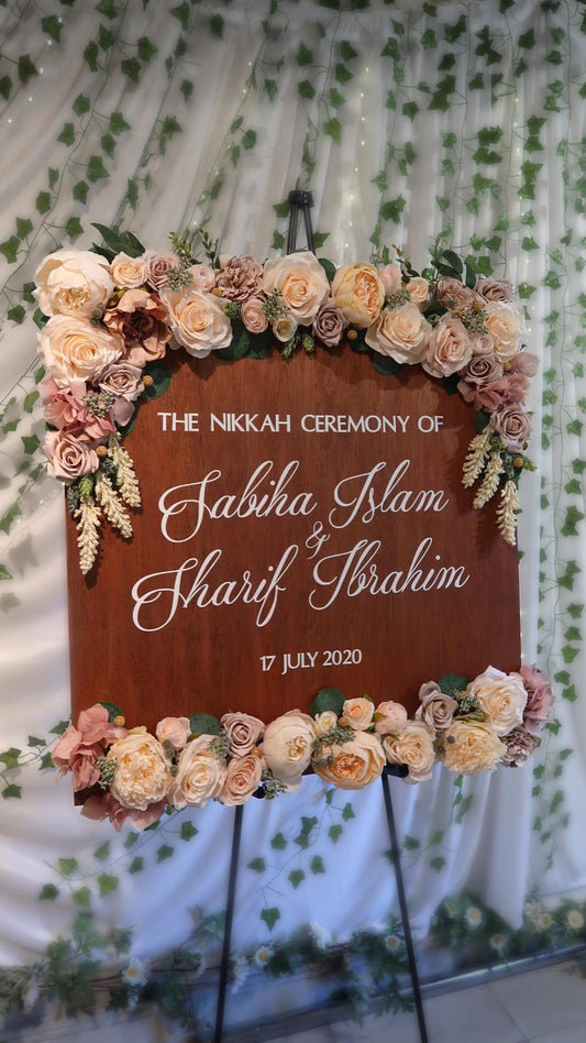 Neutral Elegant Themed Large Wooden Wedding Display Sign (hire)