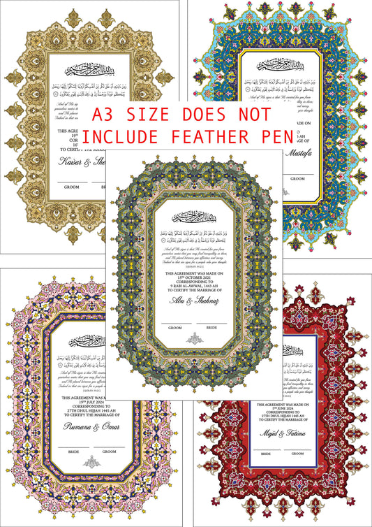 Luxury A3 MATTE Nikkah Certificate 350gsm
