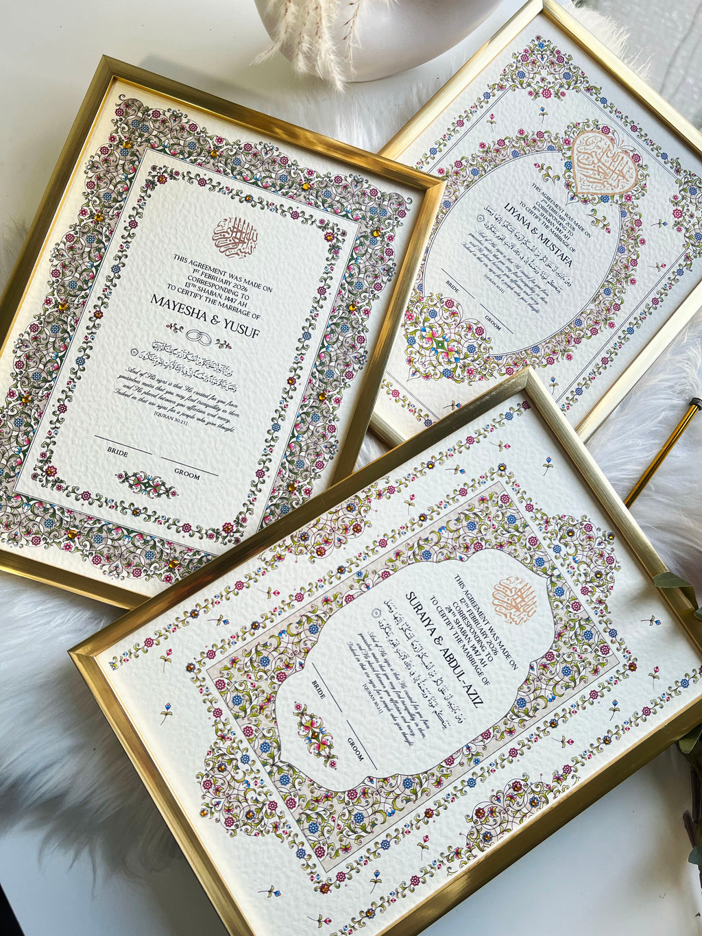 Bridgerton Inspired Nikkah Certificate FREE Feather Pen Included