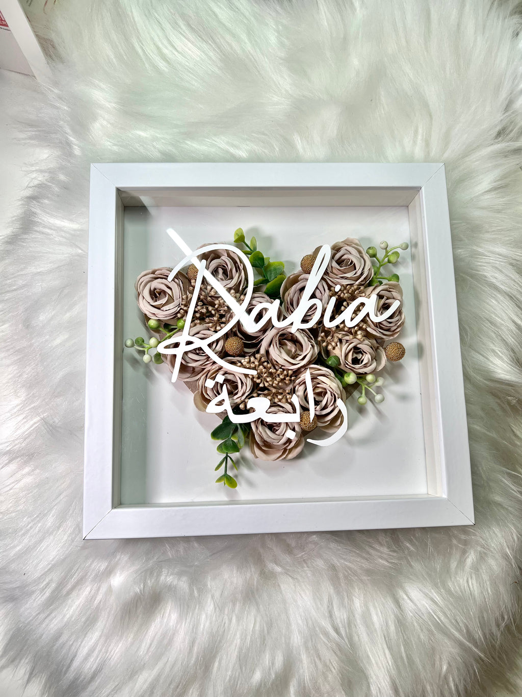 Cream Rose Heart Frame
