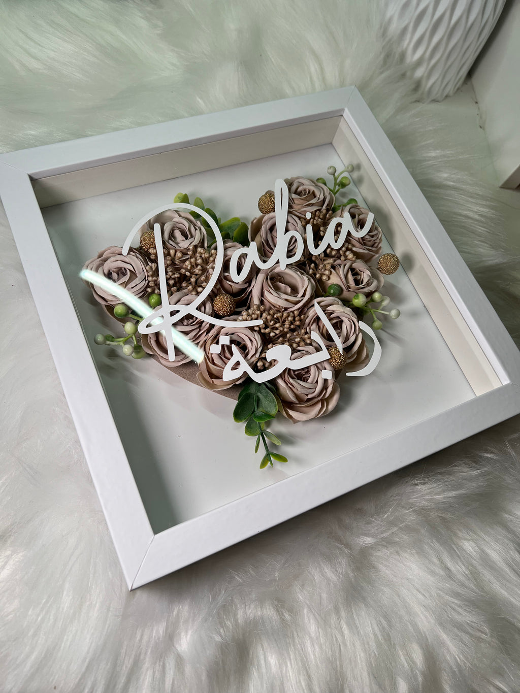 Cream Rose Heart Frame