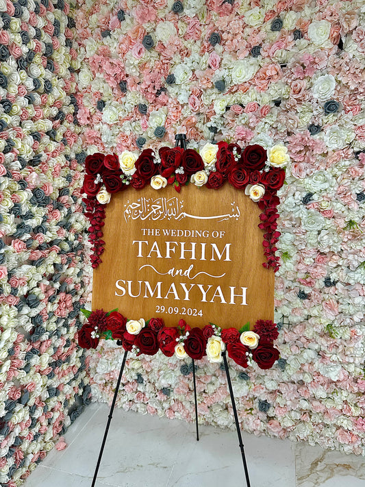 Maroon Red & Ivory Wooden Board Display