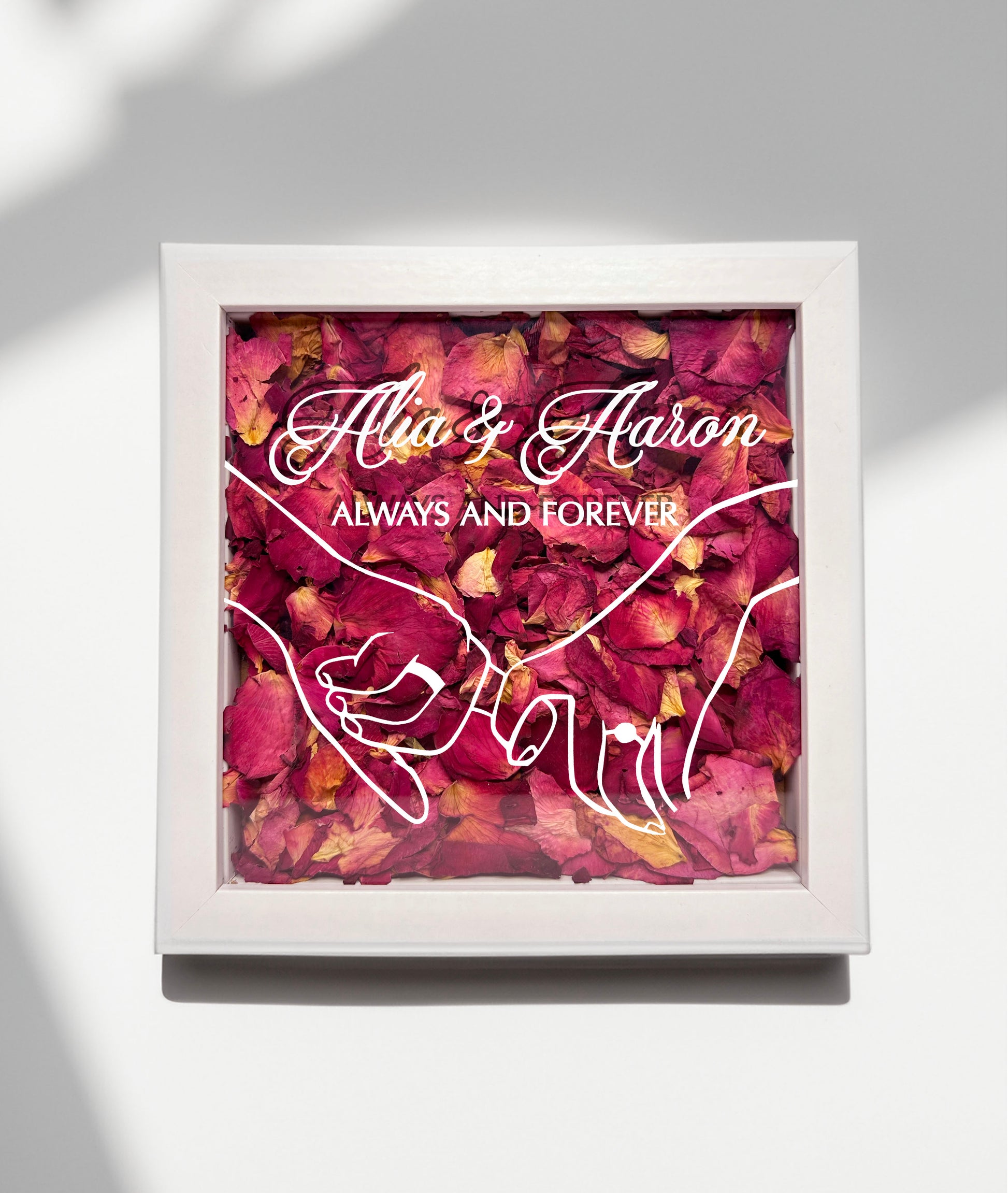 Couple's Hand Illustration Petal Box Frame