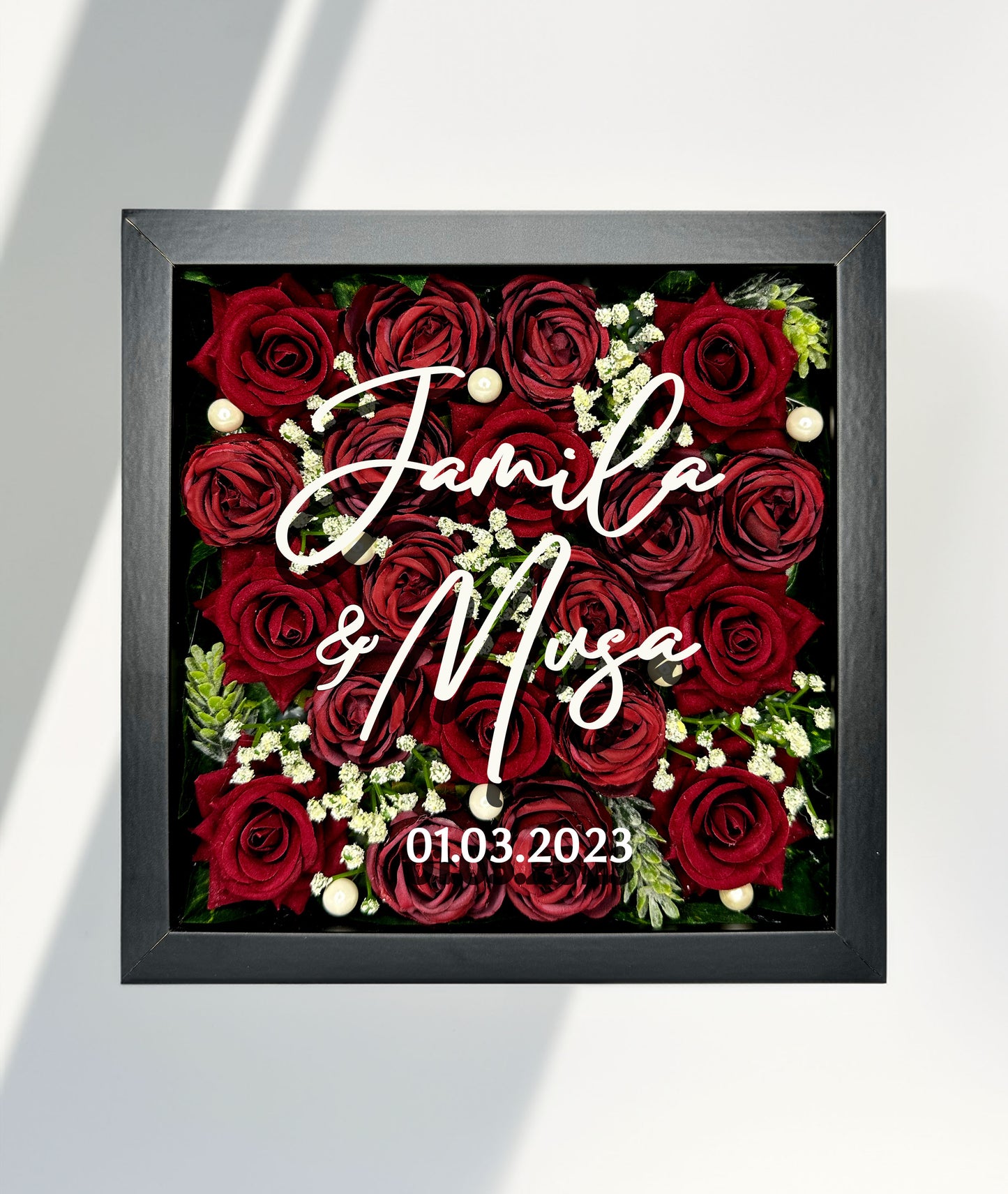 Couple's Names Flower Box Frame