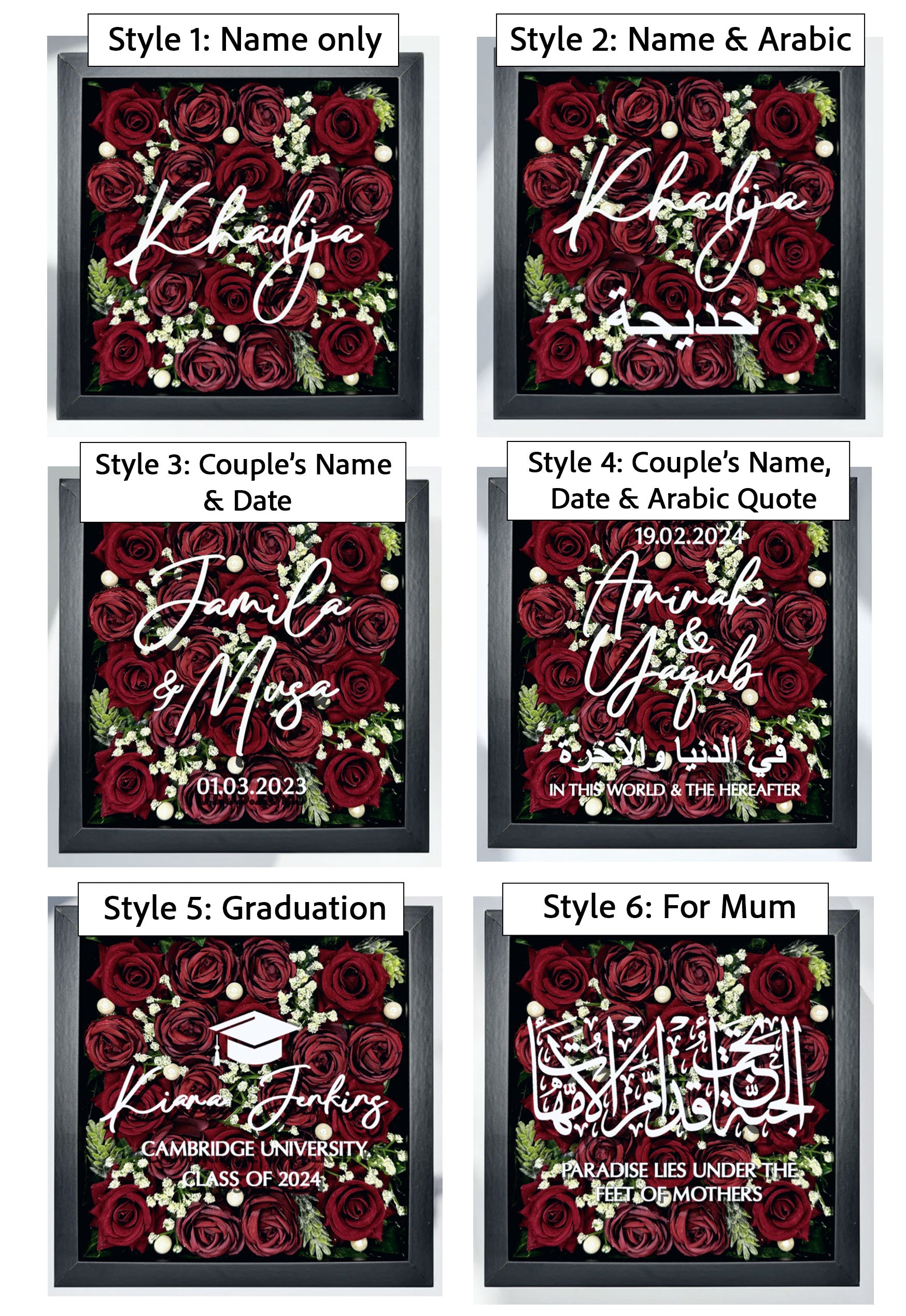 Customise Red Rose Flower Frame